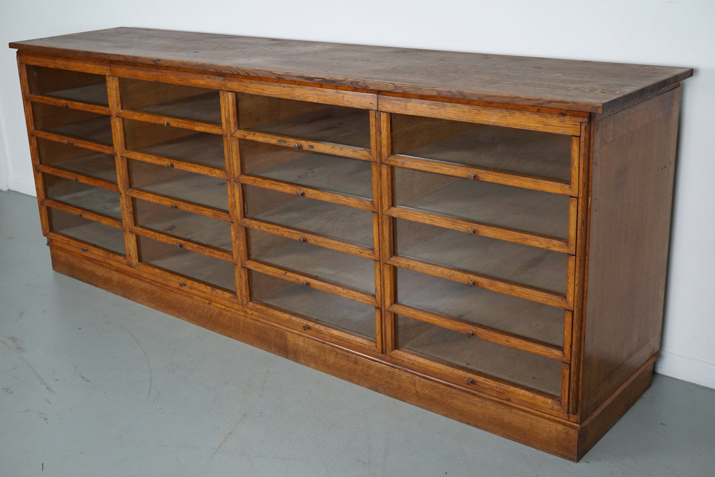 Vintage Dutch Oak Haberdashery Shop Cabinet / Vitrine, 1950s