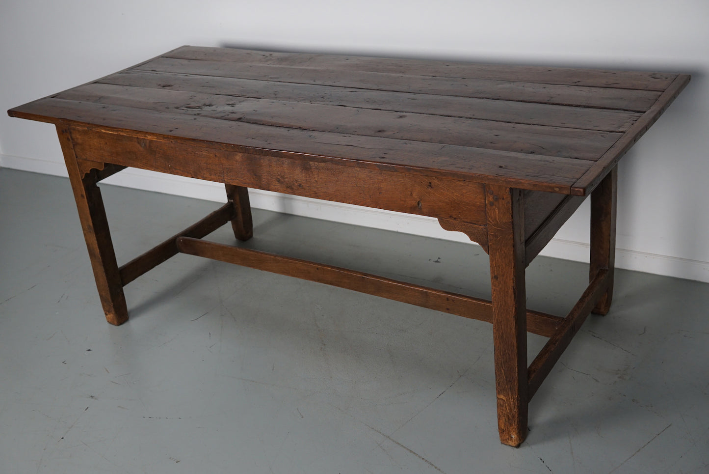 Antique Oak 19th Century French Rustic Farmhouse Dining Table