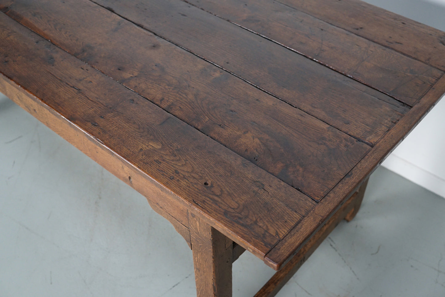 Antique Oak 19th Century French Rustic Farmhouse Dining Table