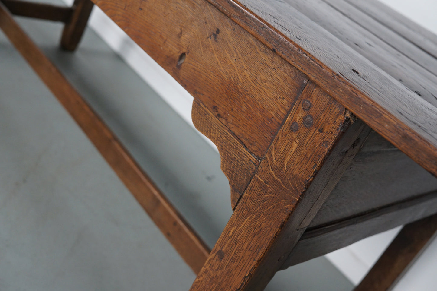 Antique Oak 19th Century French Rustic Farmhouse Dining Table