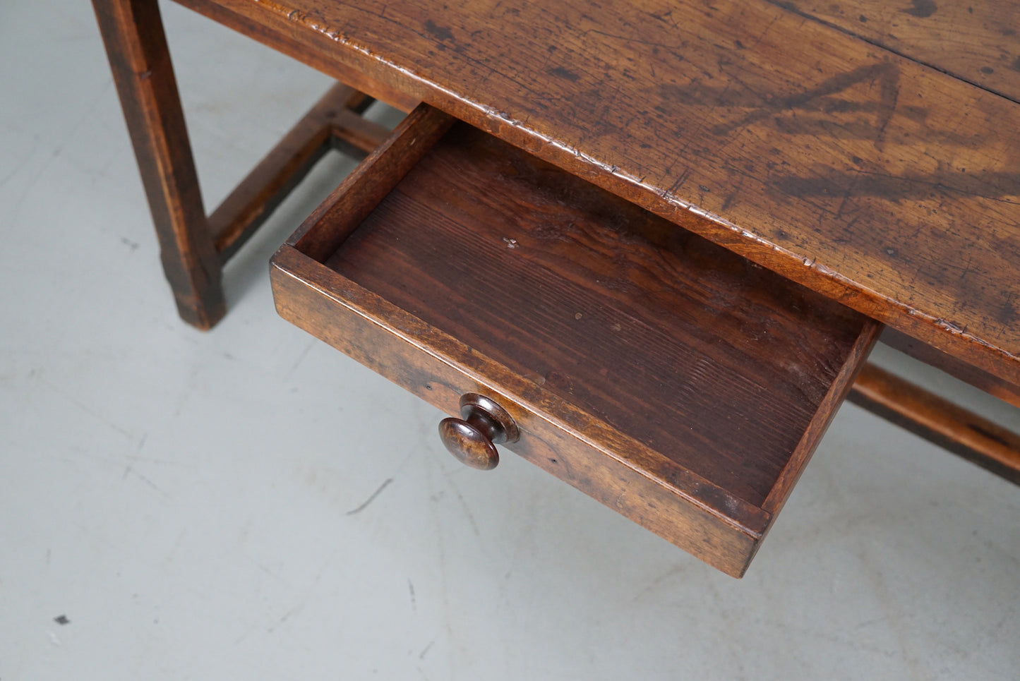 Antique Fruitwood 19th Century French Rustic Farmhouse Dining Table or Desk