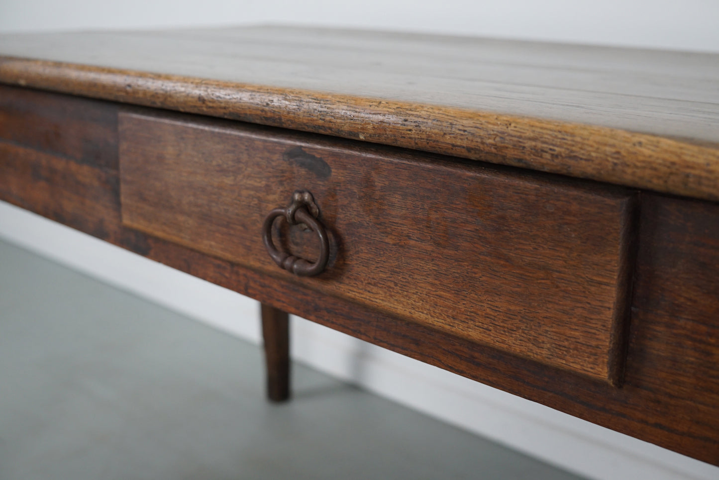 Antique Greyed Oak 19th Century French Rustic Farmhouse Dining Table