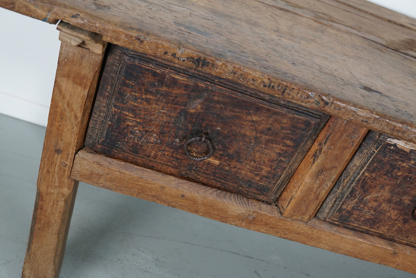 Antique Spanish Rustic Farmhouse Chestnut Side Table / Console, 18th Century