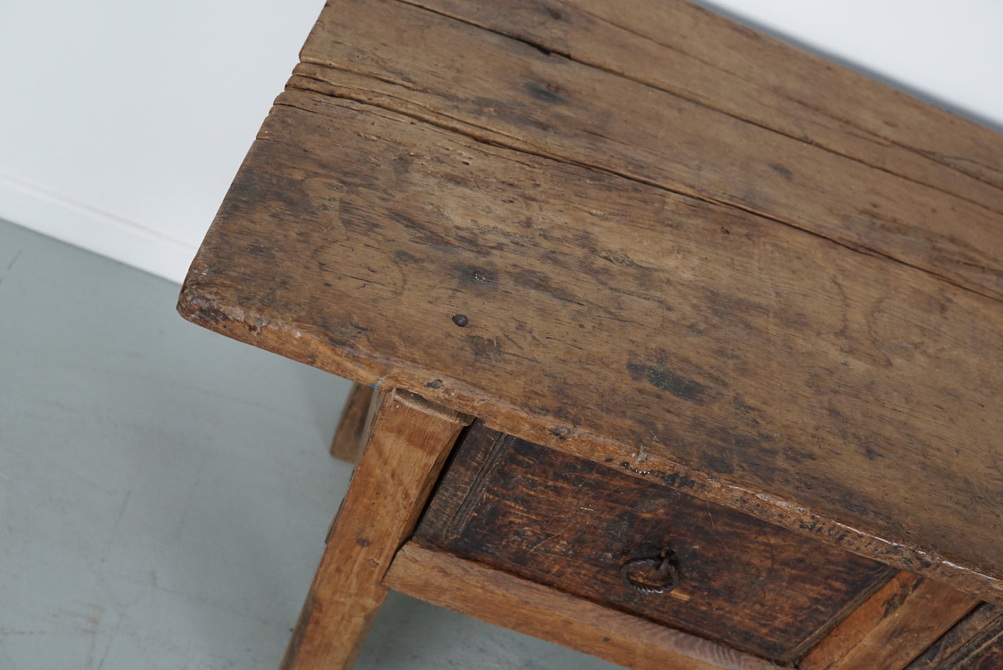 Antique Spanish Rustic Farmhouse Chestnut Side Table / Console, 18th Century