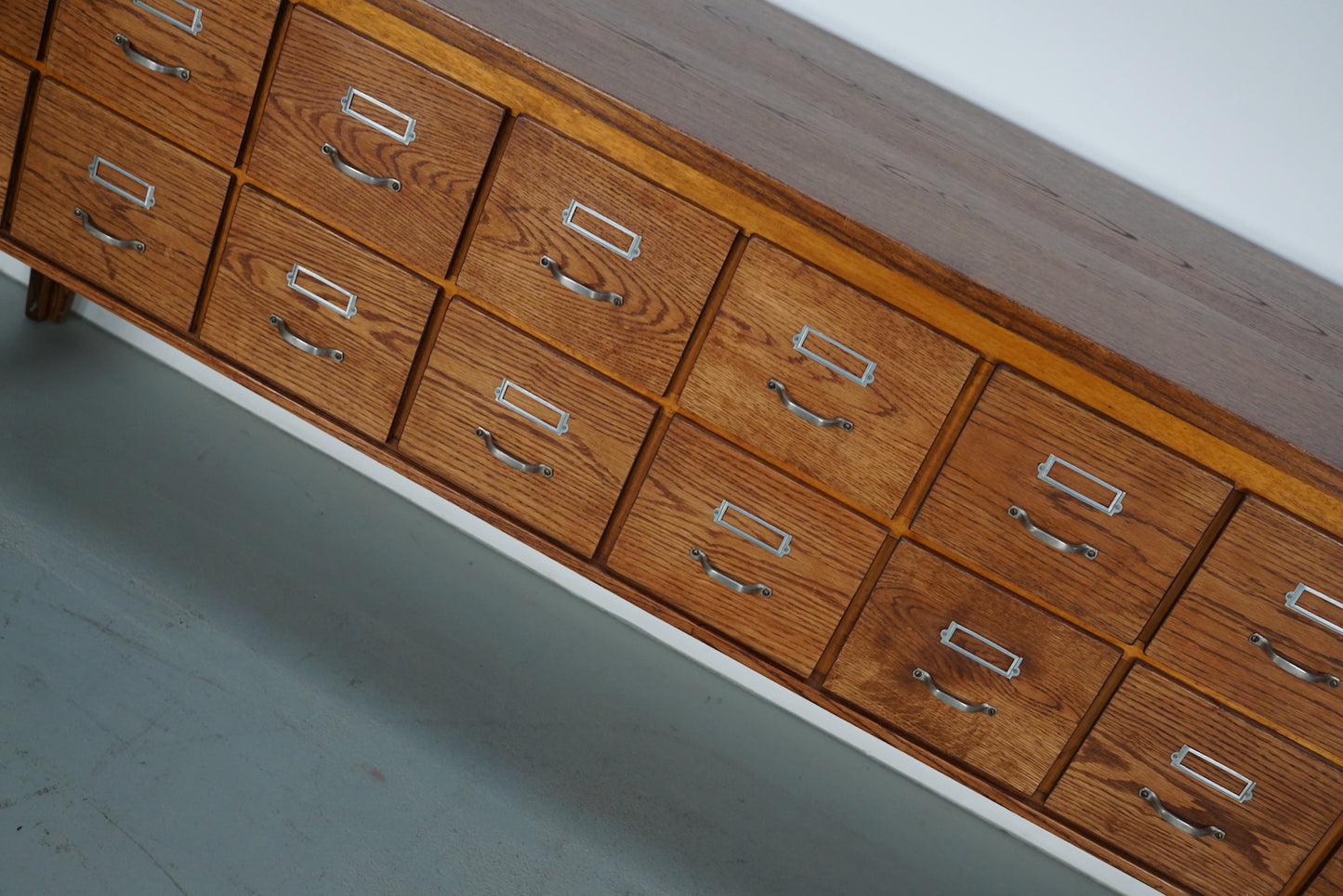 Vintage Dutch Oak Apothecary Sideboard / Filing Cabinet, 1950s