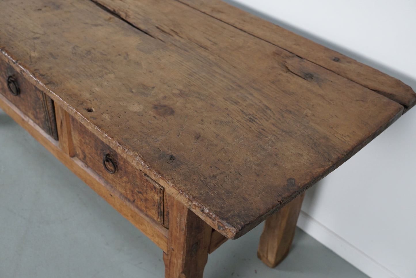 Antique Spanish Rustic Farmhouse Chestnut Side Table / Console, 18th Century