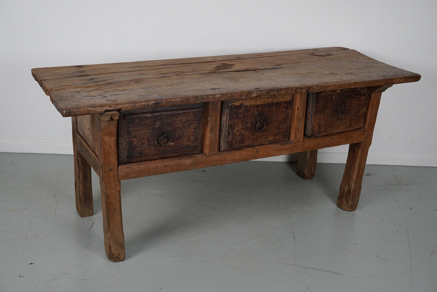 Antique Spanish Rustic Farmhouse Chestnut Side Table / Console, 18th Century