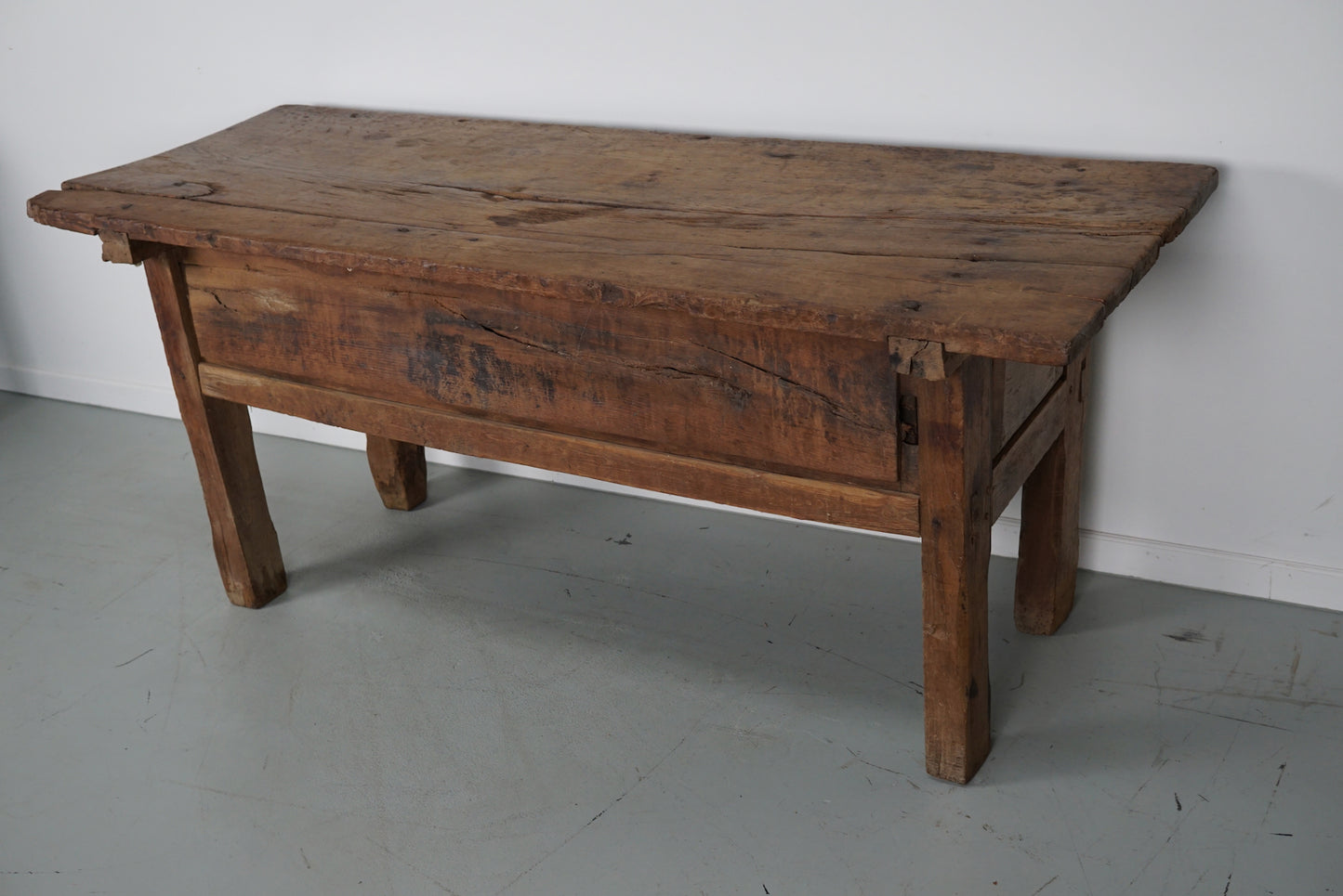 Antique Spanish Rustic Farmhouse Chestnut Side Table / Console, 18th Century