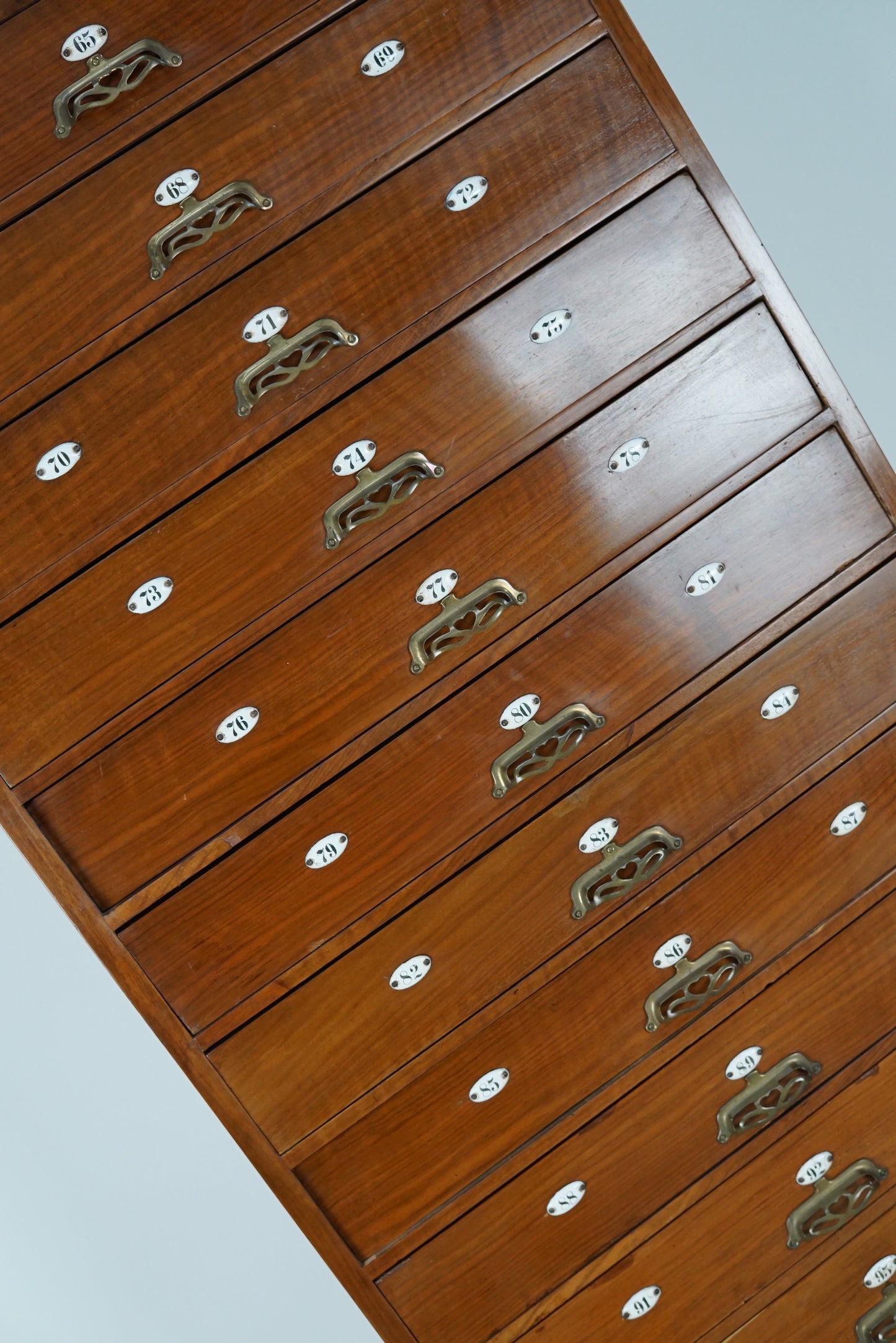 Very Tall Dutch Art Nouveau Walnut Apothecary Cabinet / Barber Cabinet, 1900s
