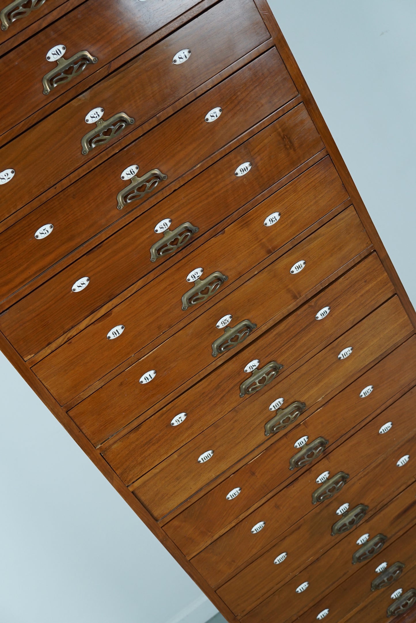 Very Tall Dutch Art Nouveau Walnut Apothecary Cabinet / Barber Cabinet, 1900s