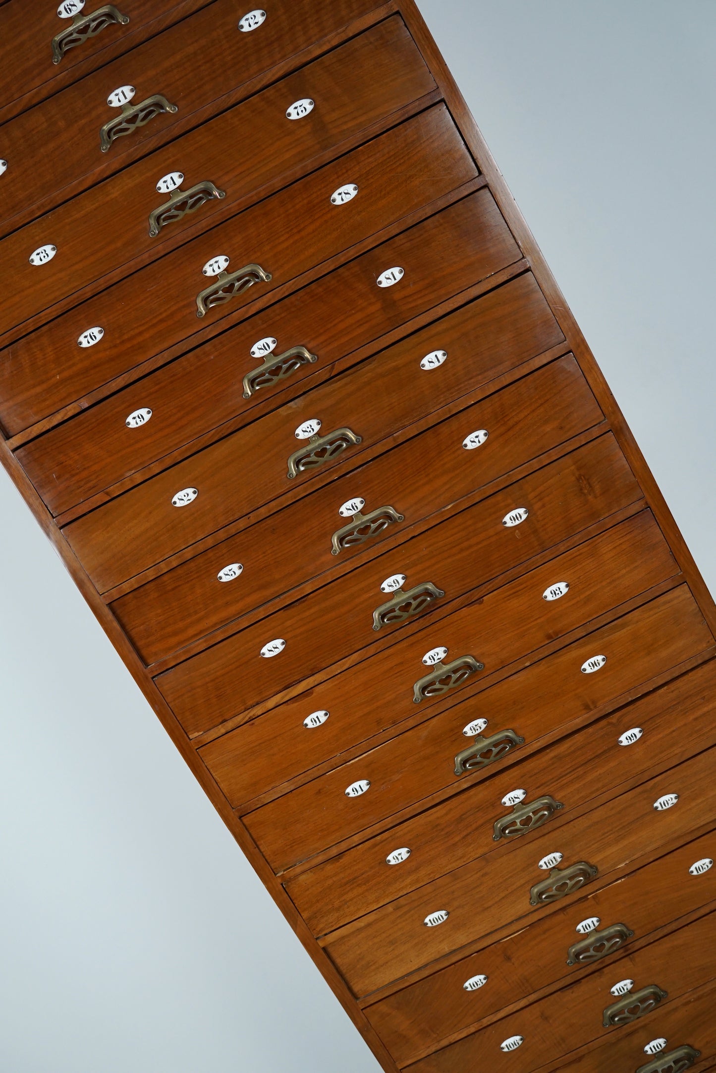 Very Tall Dutch Art Nouveau Walnut Apothecary Cabinet / Barber Cabinet, 1900s