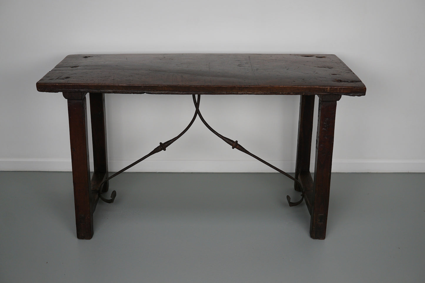 Antique Spanish Rustic Farmhouse Chestnut Side Table / Console, 18th Century