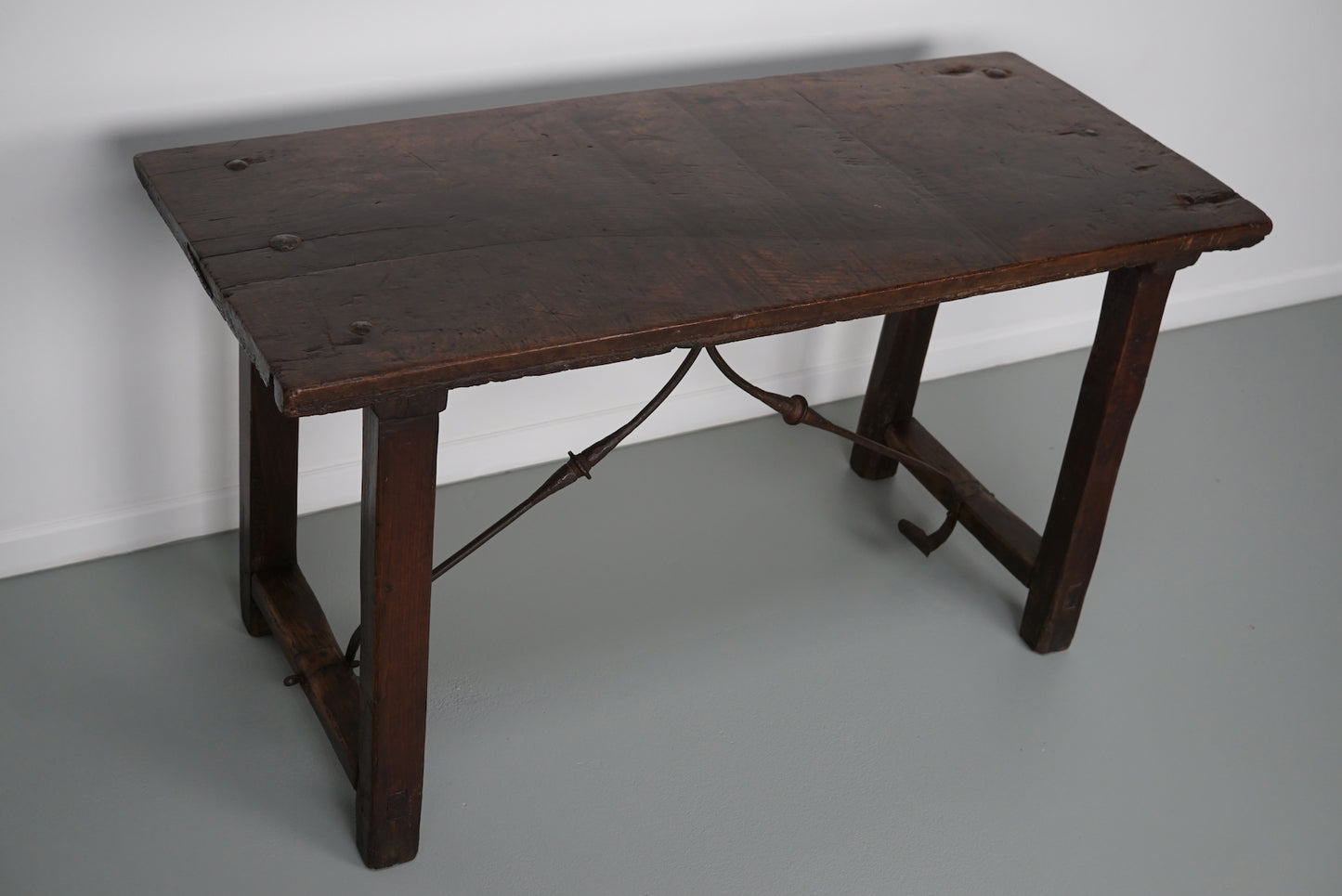 Antique Spanish Rustic Farmhouse Chestnut Side Table / Console, 18th Century