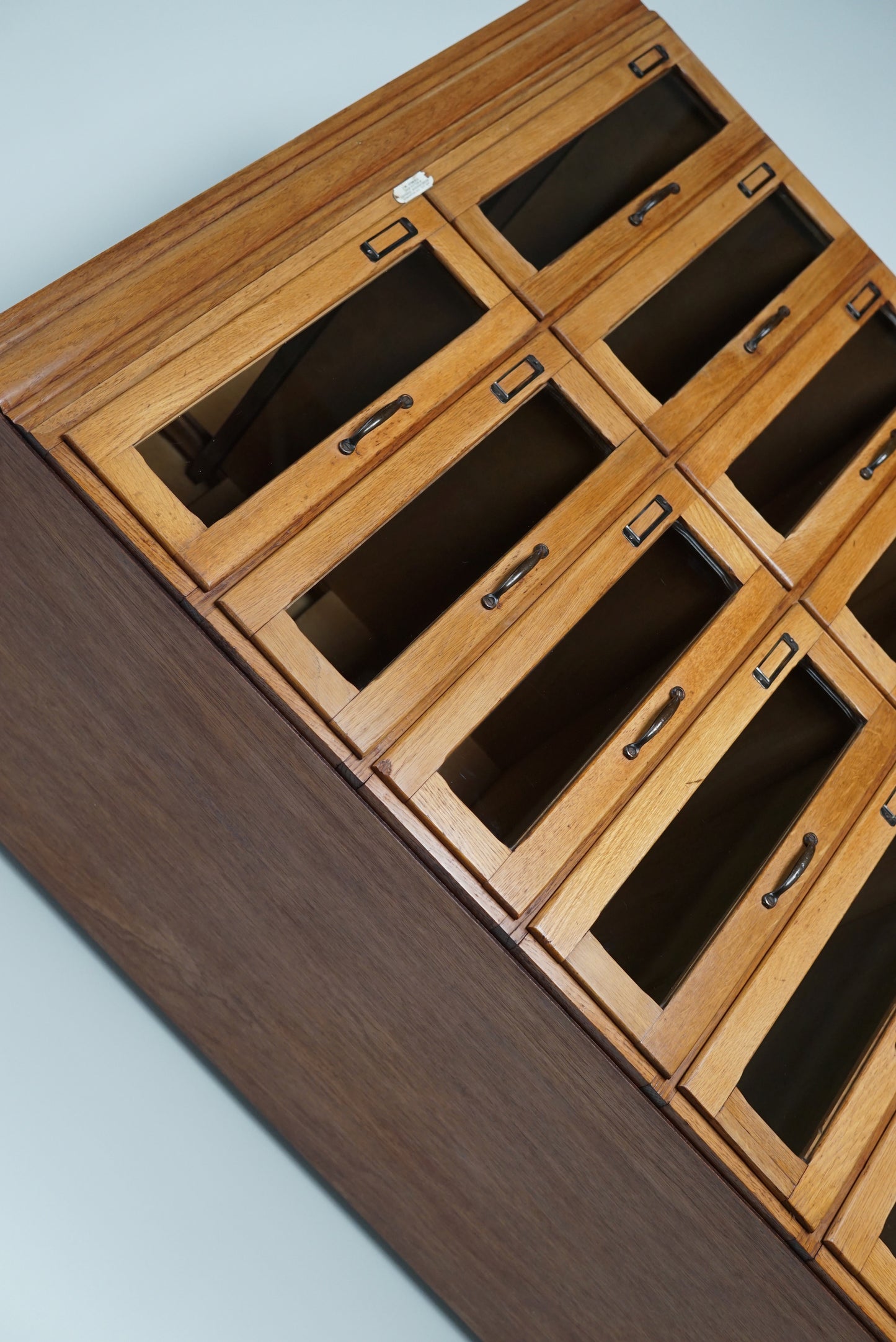 English Haberdashery Shop Cabinet with Glass Fronted Drawers, Circa 1930s