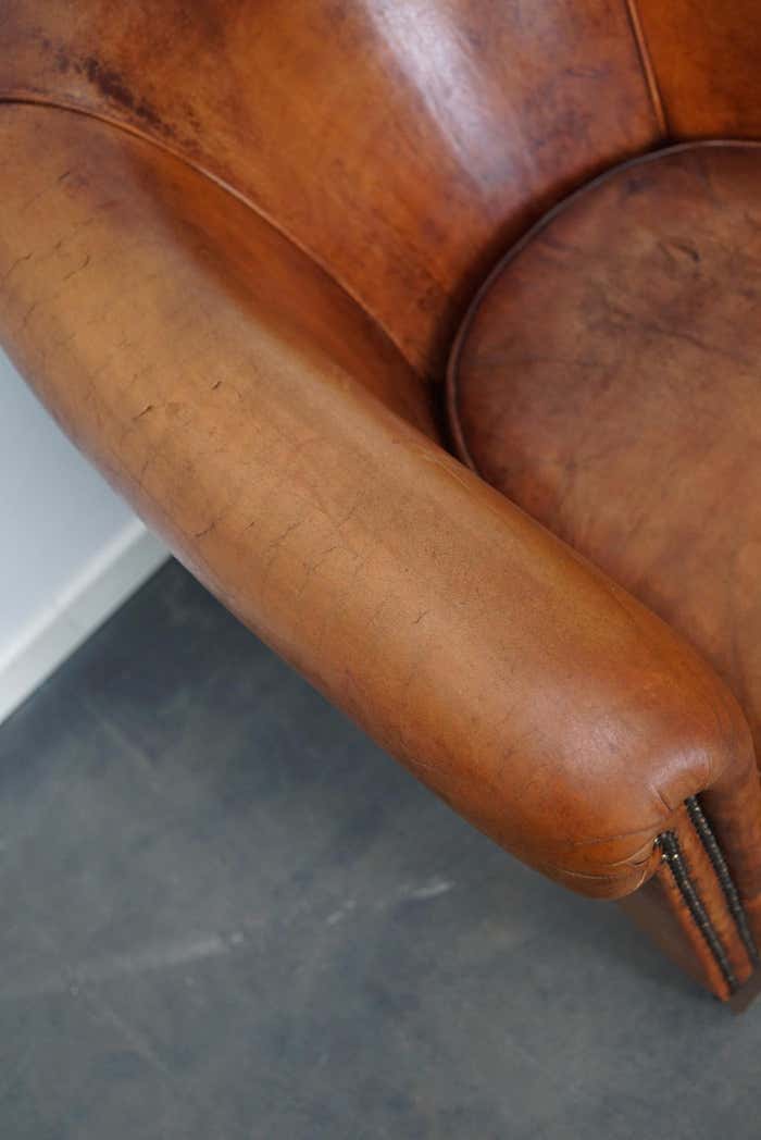 Vintage Dutch Cognac Colored Leather Club Chair