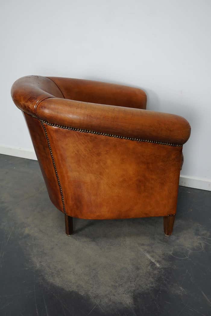 Vintage Dutch Cognac Colored Leather Club Chair