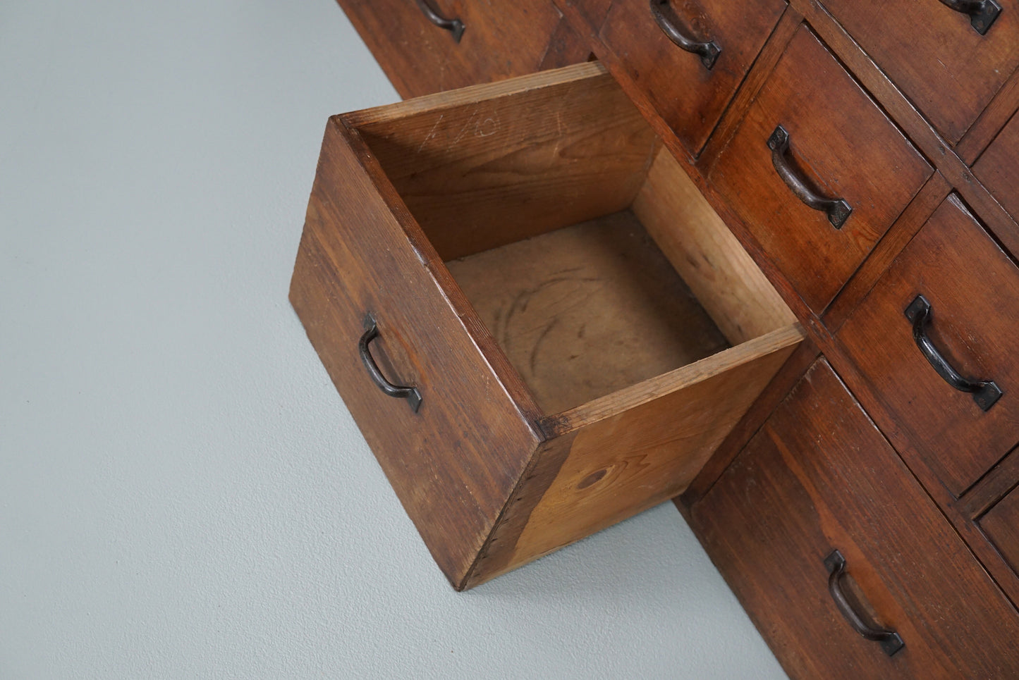 Large Dutch Industrial Pine Apothecary / Workshop Cabinet, circa 1950s