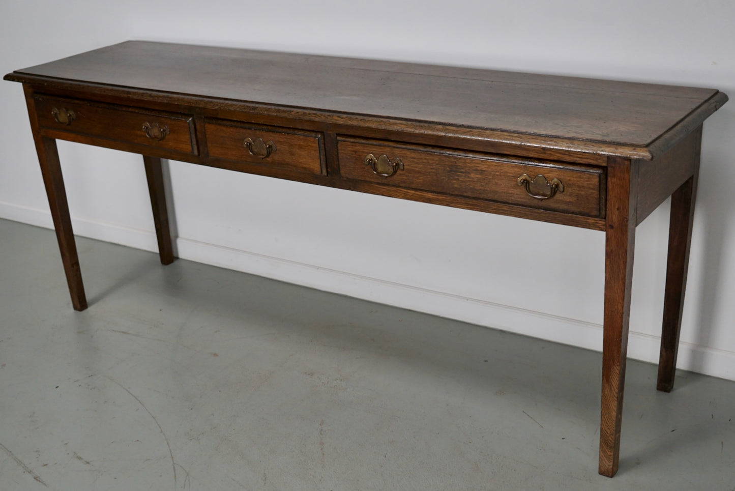 Vintage English Rustic Farmhouse Oak Side Table, 1950s