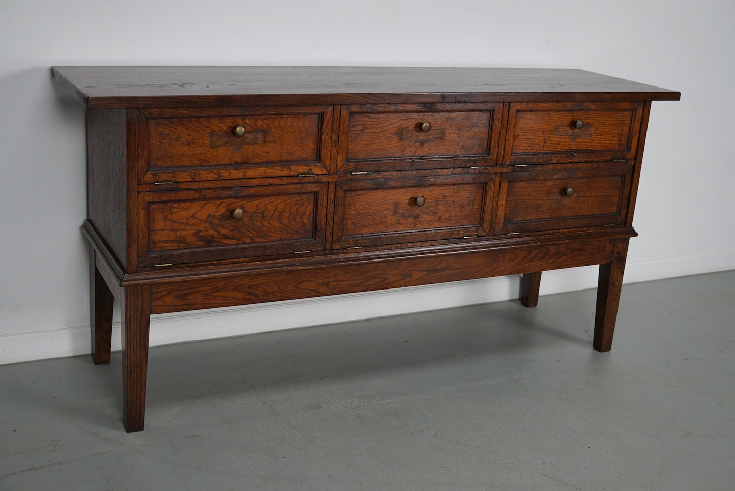 Antique French Oak Apothecary / Filing Cabinet Folding Doors, Early 20th Century