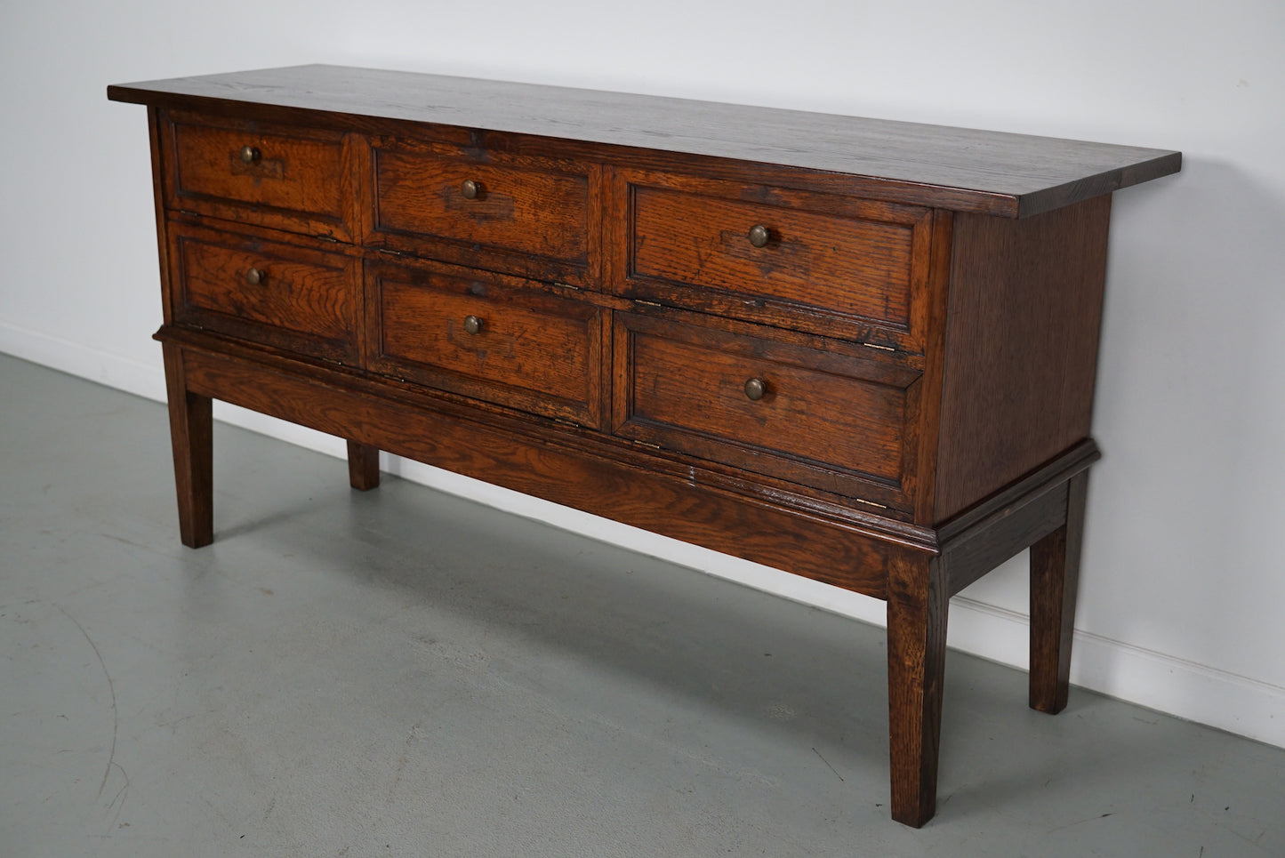 Antique French Oak Apothecary / Filing Cabinet Folding Doors, Early 20th Century