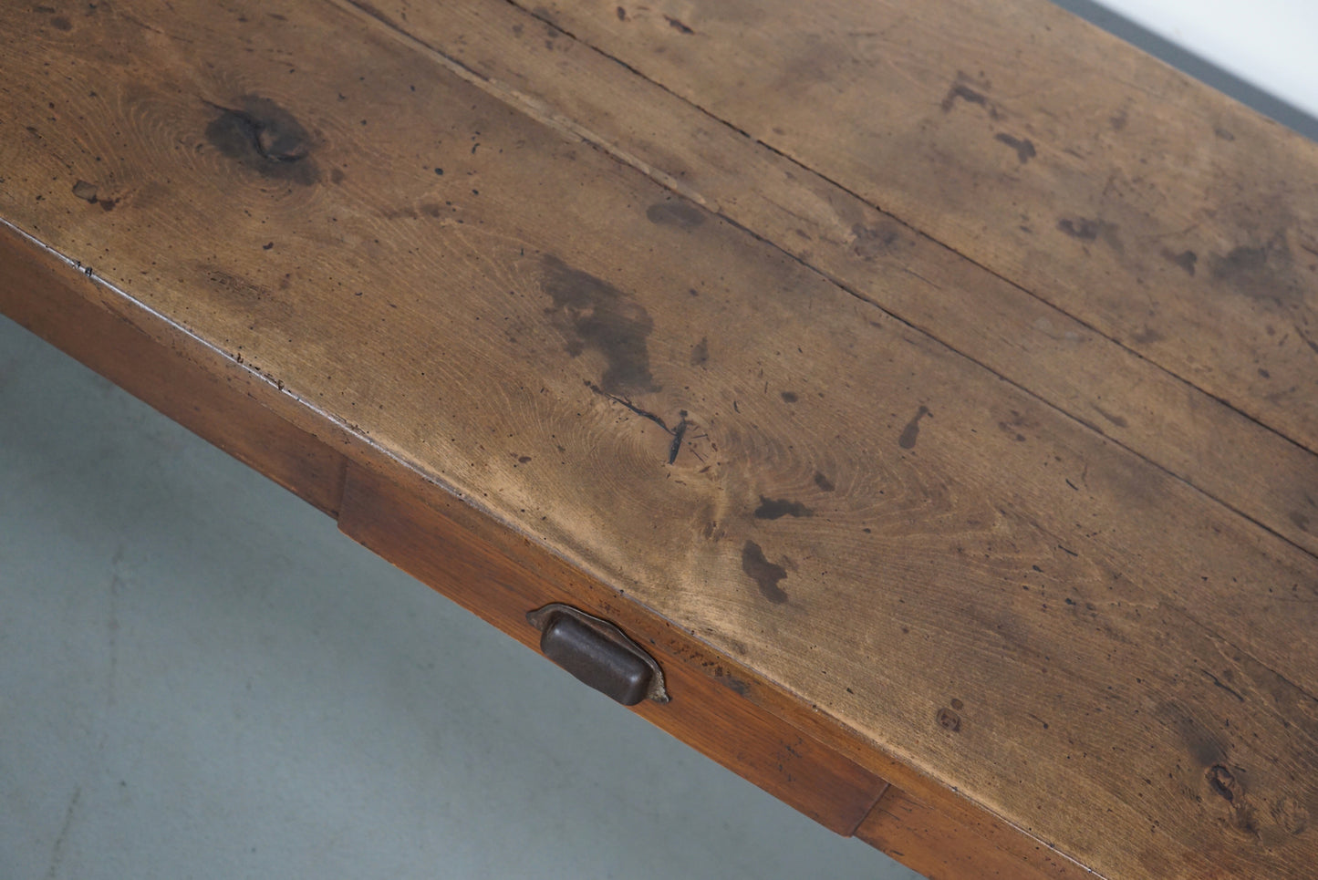 Antique Elm 19th Century French Rustic Farmhouse Dining Table
