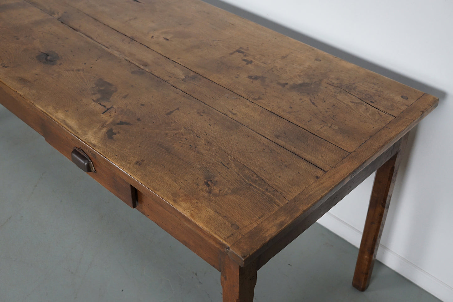 Antique Elm 19th Century French Rustic Farmhouse Dining Table