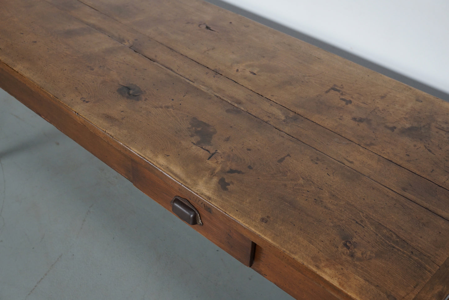 Antique Elm 19th Century French Rustic Farmhouse Dining Table