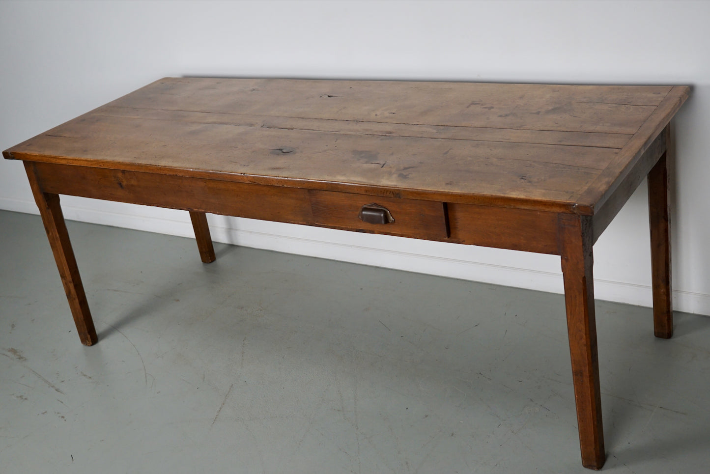 Antique Elm 19th Century French Rustic Farmhouse Dining Table
