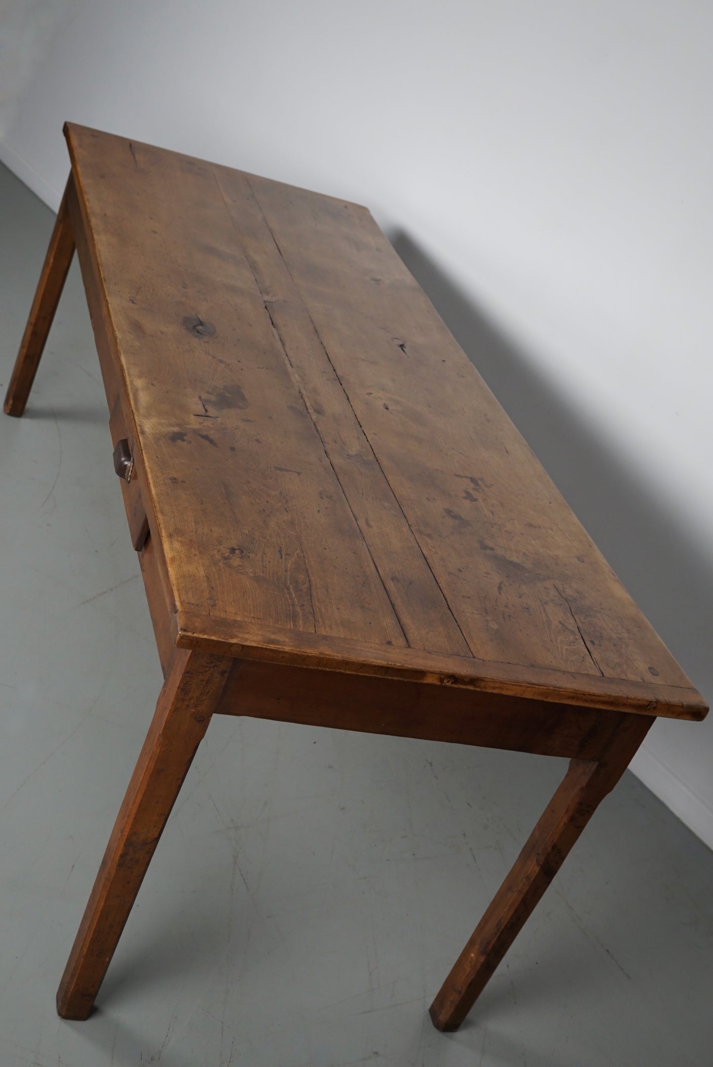 Antique Elm 19th Century French Rustic Farmhouse Dining Table