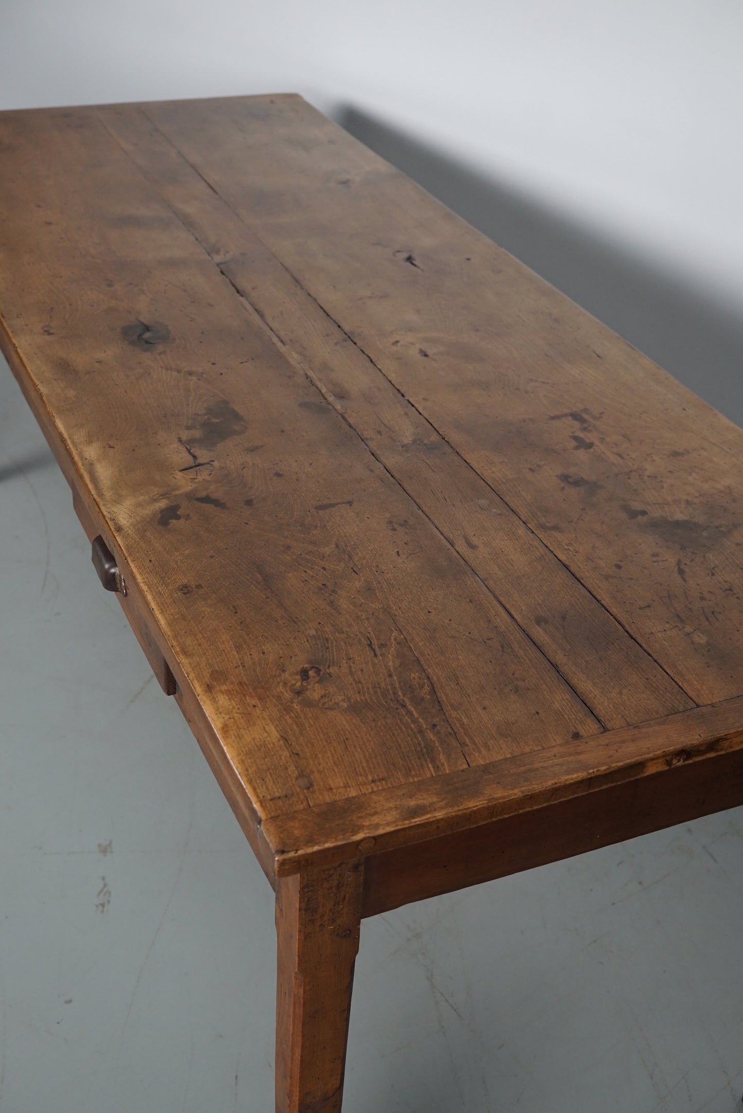 Antique Elm 19th Century French Rustic Farmhouse Dining Table