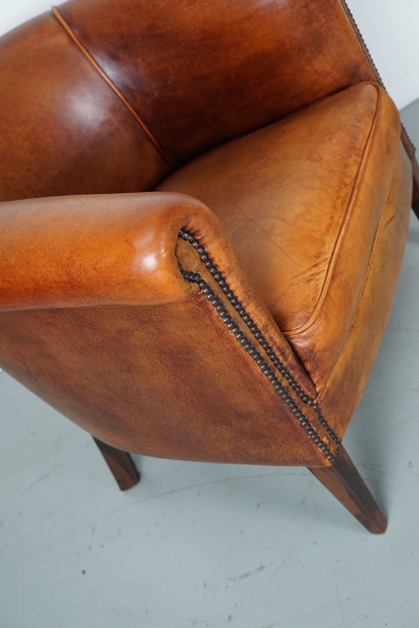 Vintage Dutch Cognac Colored Leather Club Chair