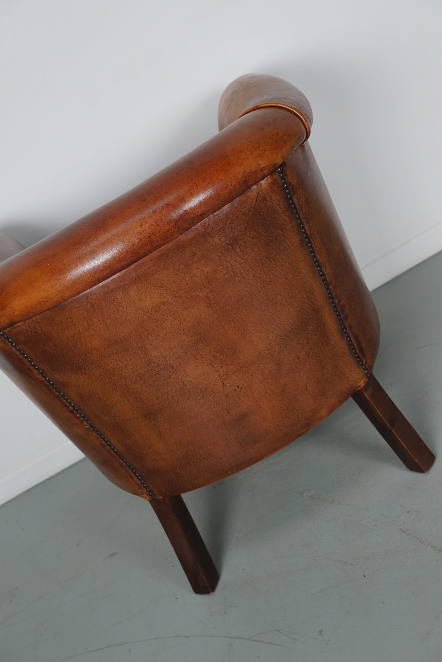 Vintage Dutch Cognac Colored Leather Club Chair