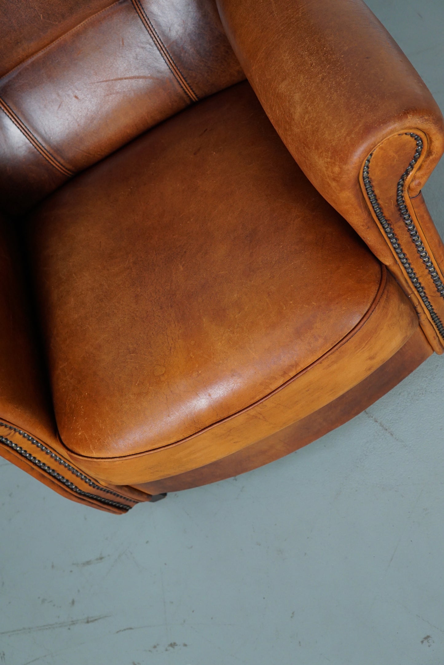 Vintage Dutch Cognac Colored Leather Club Chair