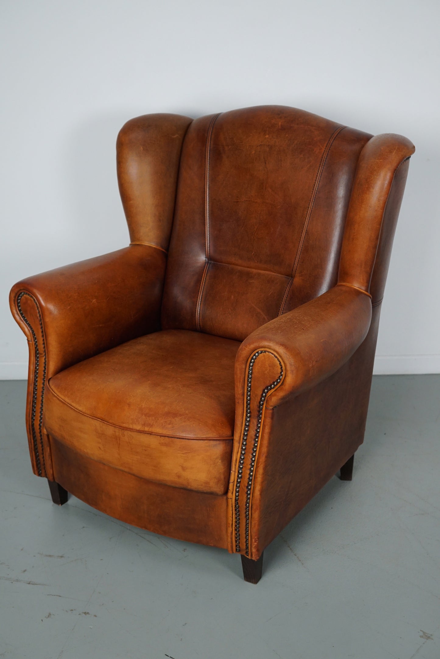 Vintage Dutch Cognac Colored Leather Club Chair