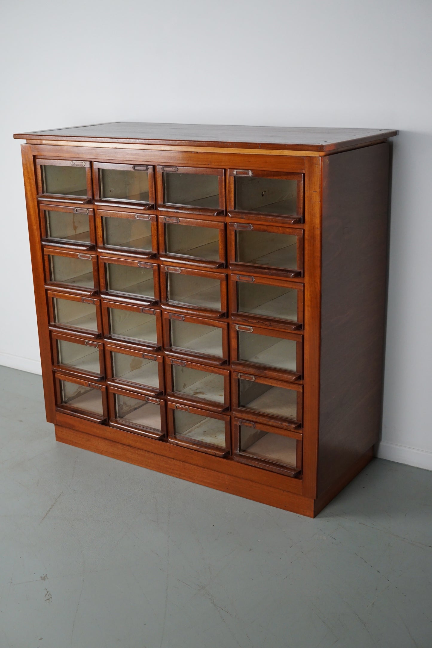 Vintage Dutch Hardwood Haberdashery Shop Cabinet, 1930s
