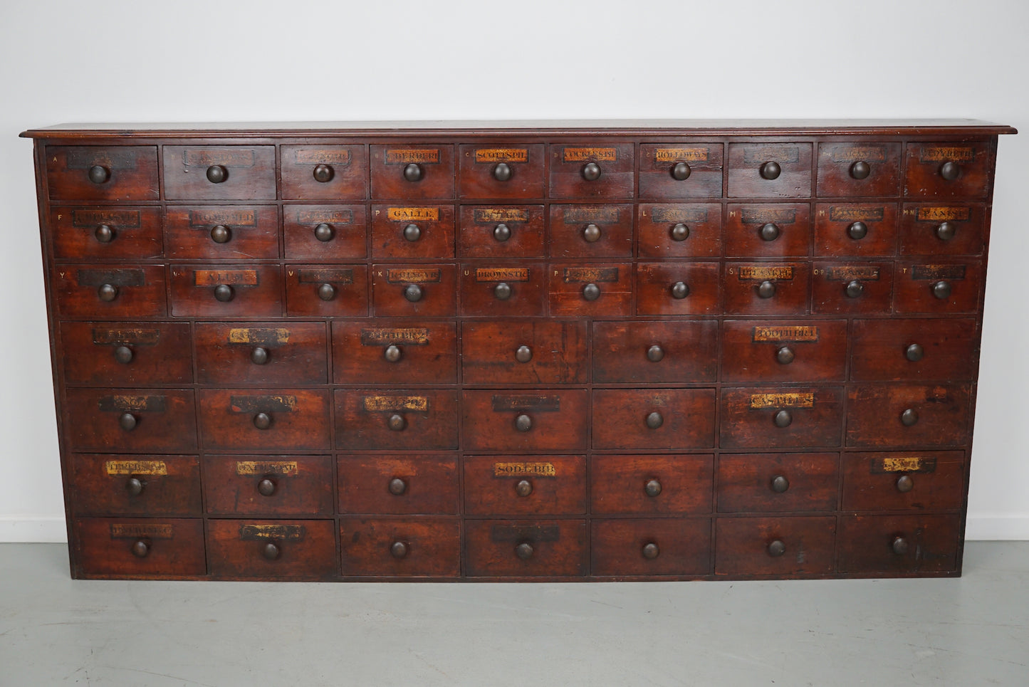 Antique Hardwood Apothecary Cabinet / Bank of Drawers, England, 19th Century