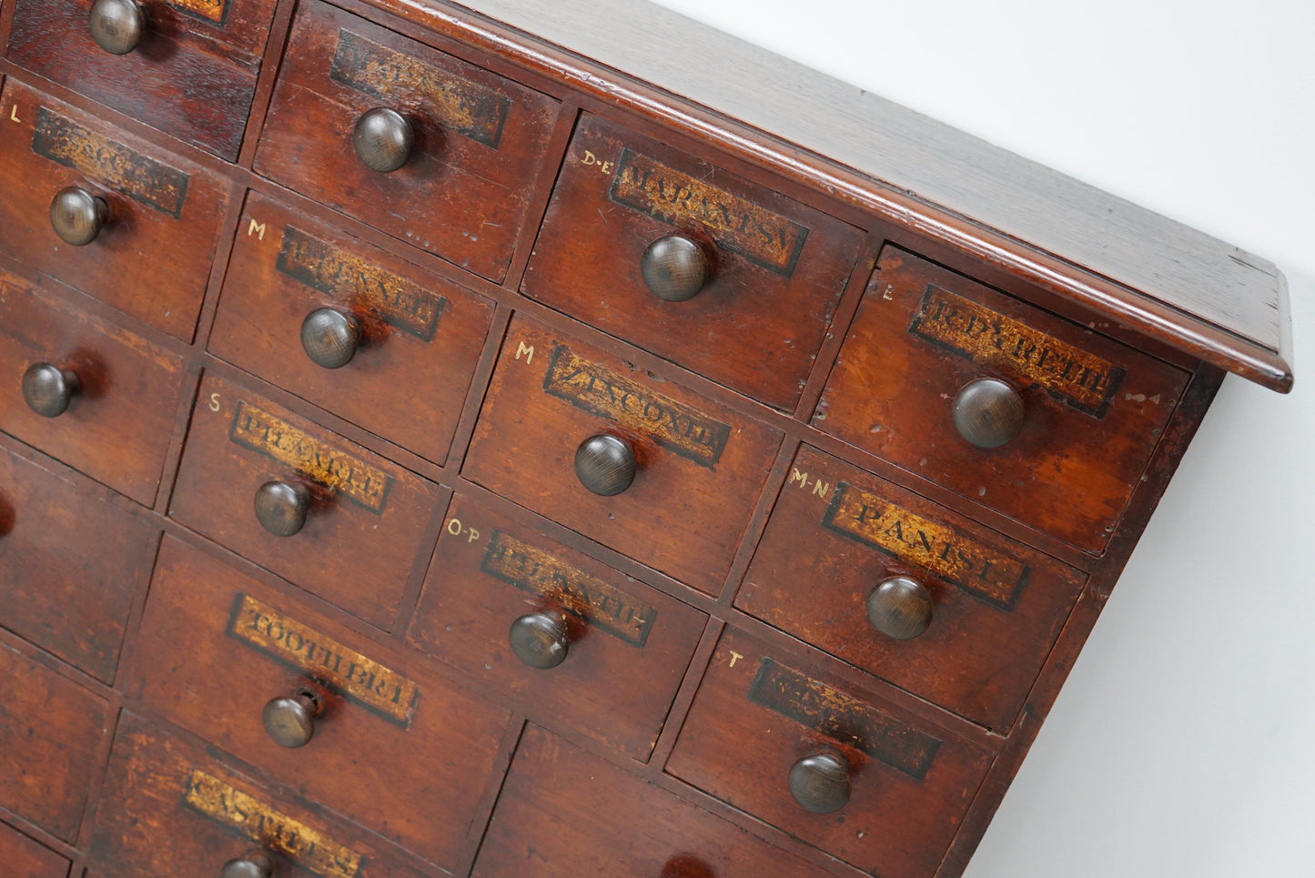 Antique Hardwood Apothecary Cabinet / Bank of Drawers, England, 19th Century