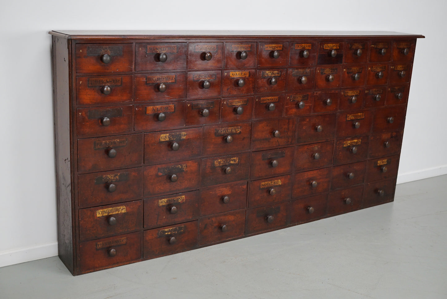 Antique Hardwood Apothecary Cabinet / Bank of Drawers, England, 19th Century