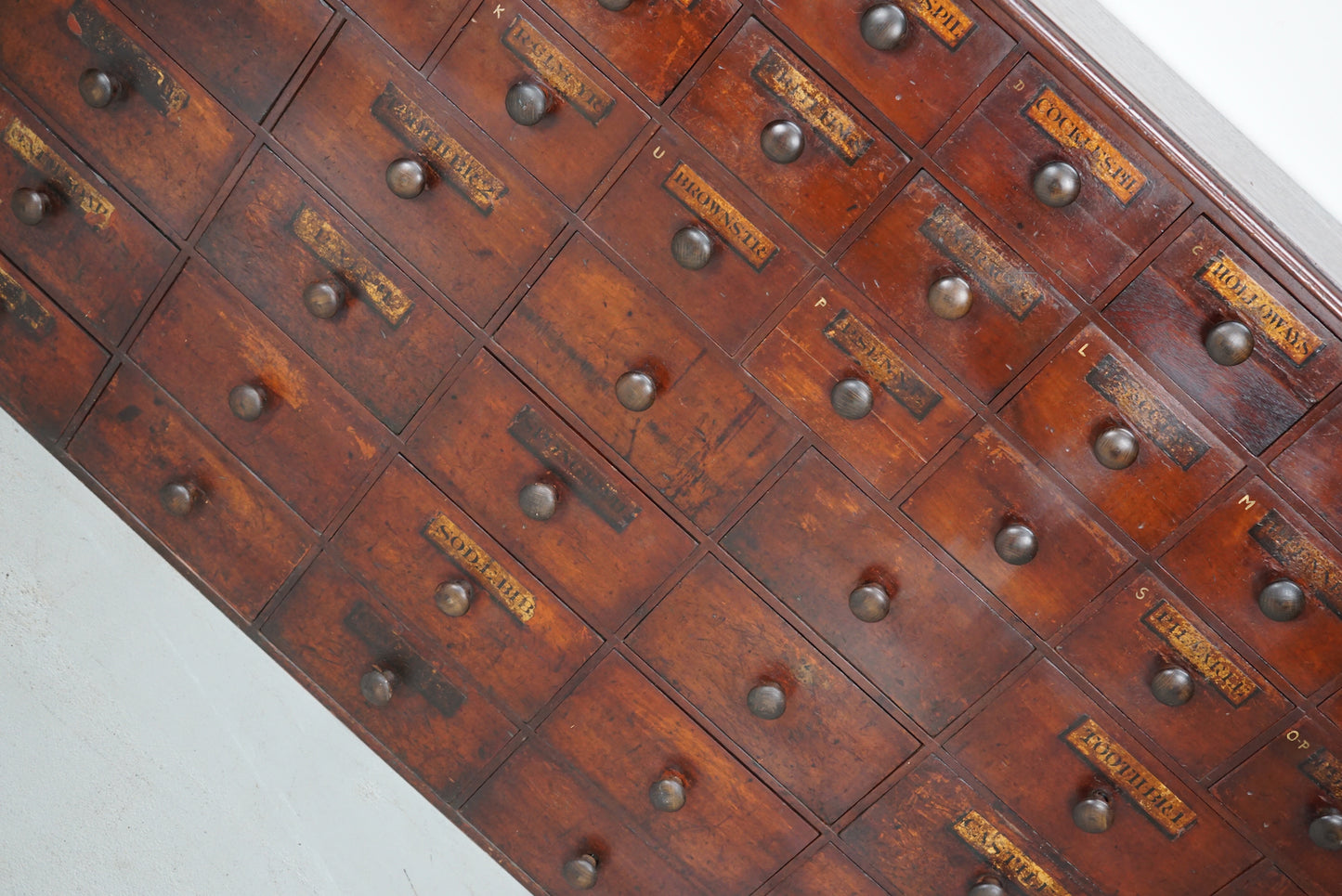 Antique Hardwood Apothecary Cabinet / Bank of Drawers, England, 19th Century