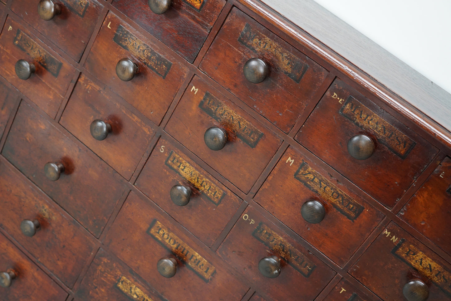 Antique Hardwood Apothecary Cabinet / Bank of Drawers, England, 19th Century