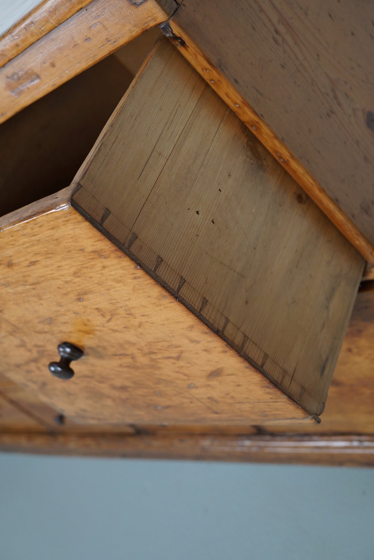 Antique English Pine Apothecary Cabinet / Bank of Drawers, 1890s