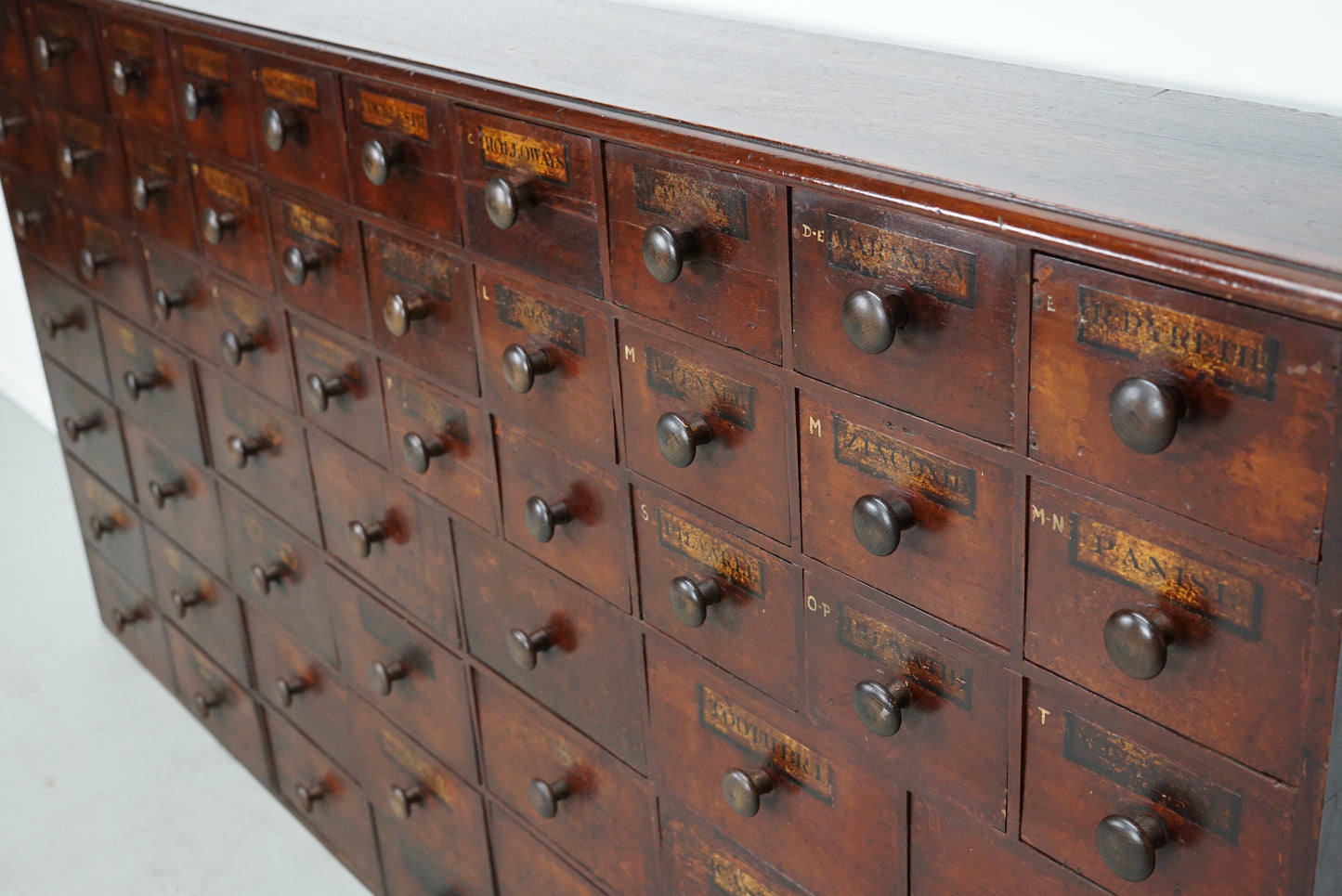 Antique Hardwood Apothecary Cabinet / Bank of Drawers, England, 19th Century
