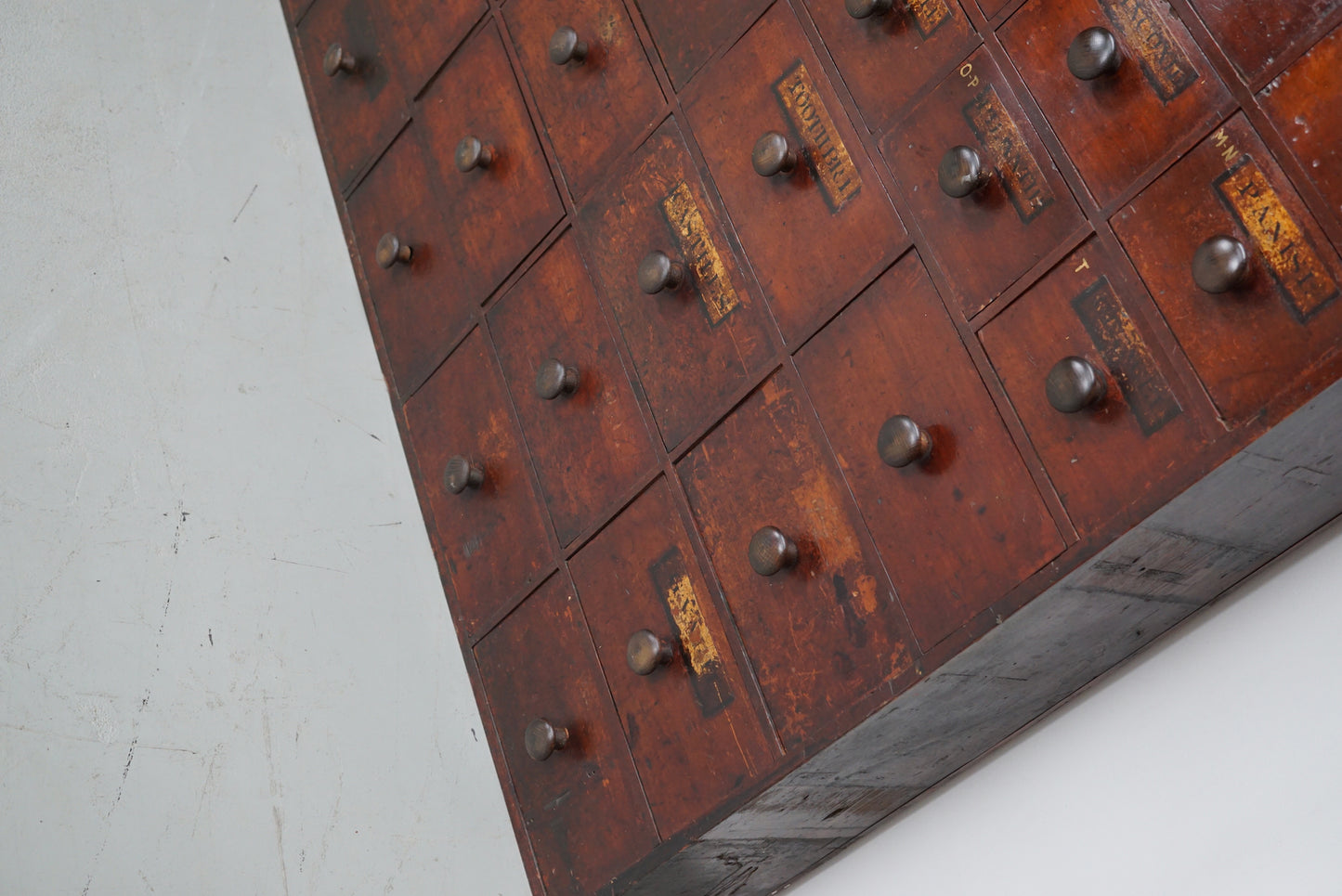 Antique Hardwood Apothecary Cabinet / Bank of Drawers, England, 19th Century