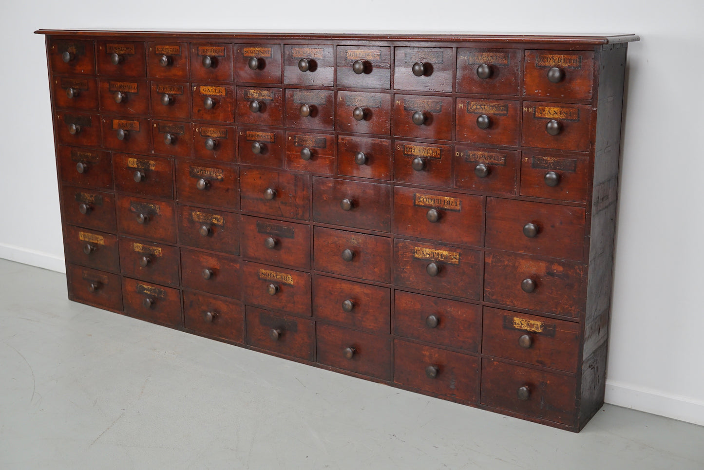 Antique Hardwood Apothecary Cabinet / Bank of Drawers, England, 19th Century
