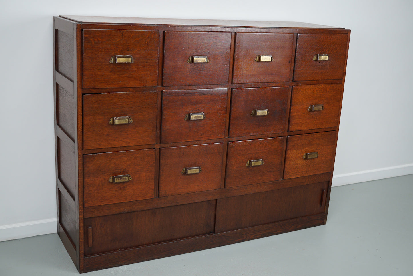 Antique Dutch Oak Apothecary Cabinet or Filing Cabinet, 1930s