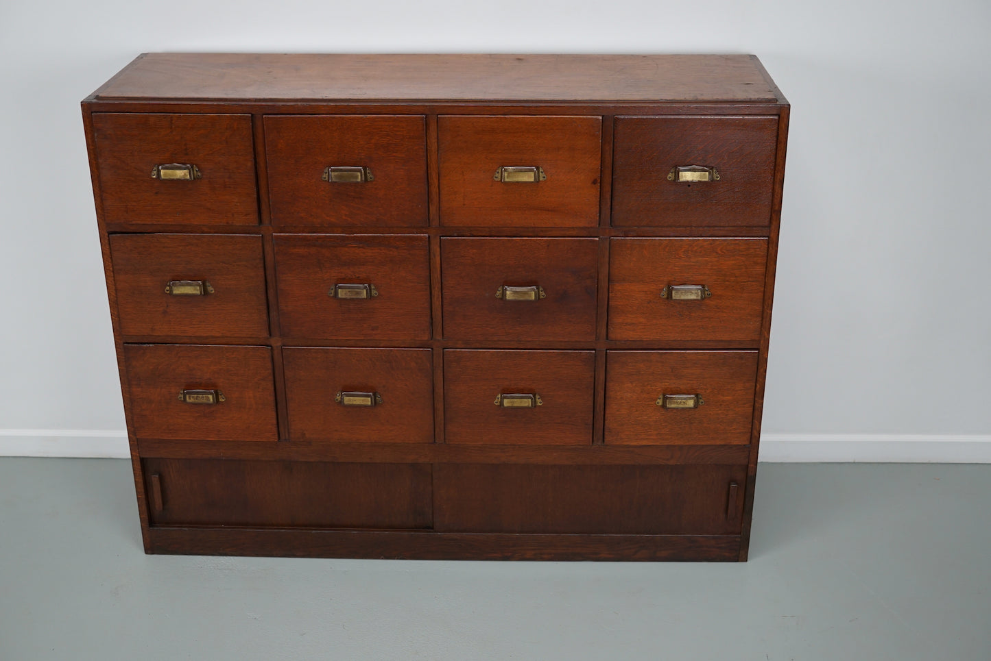 Antique Dutch Oak Apothecary Cabinet or Filing Cabinet, 1930s