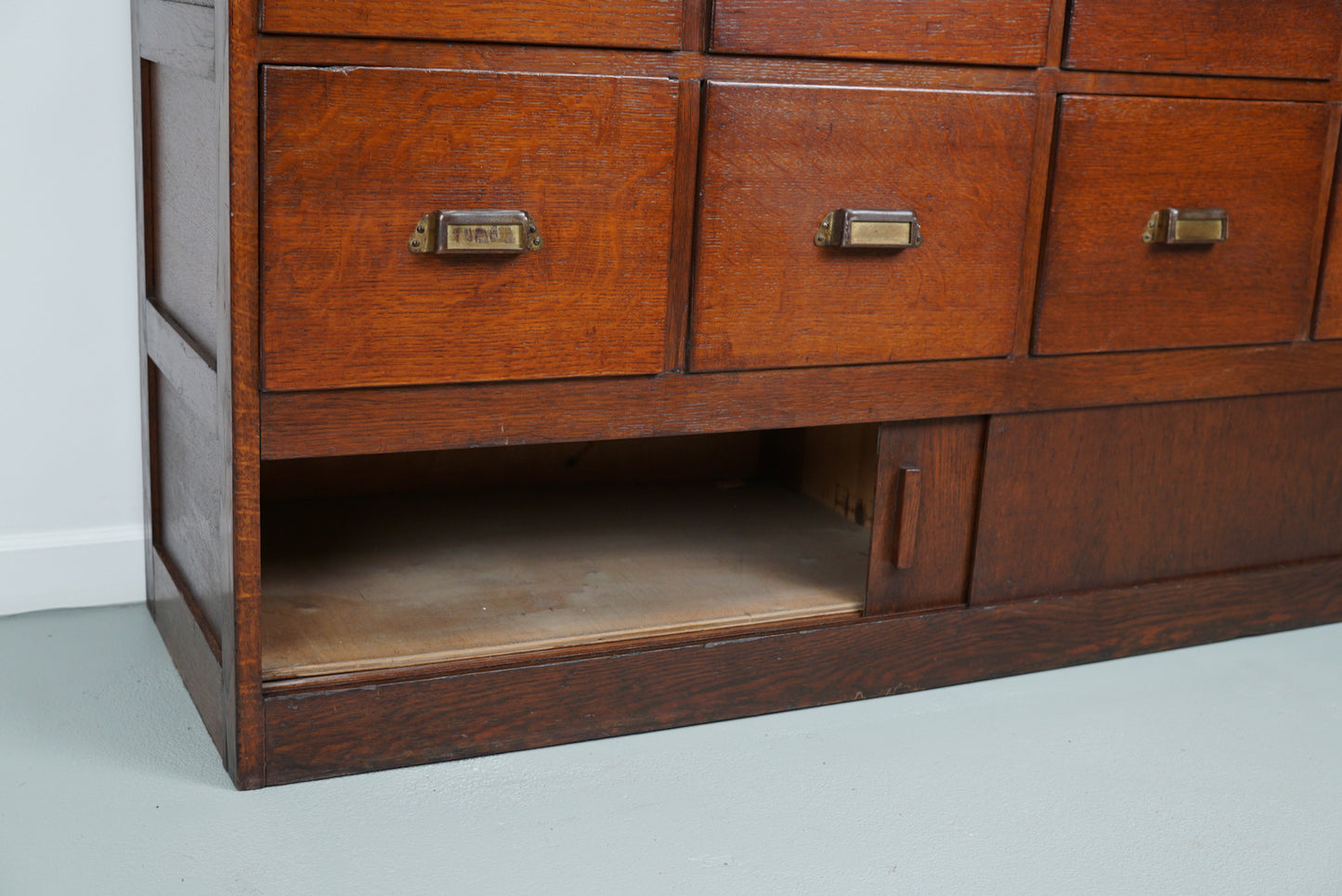 Antique Dutch Oak Apothecary Cabinet or Filing Cabinet, 1930s