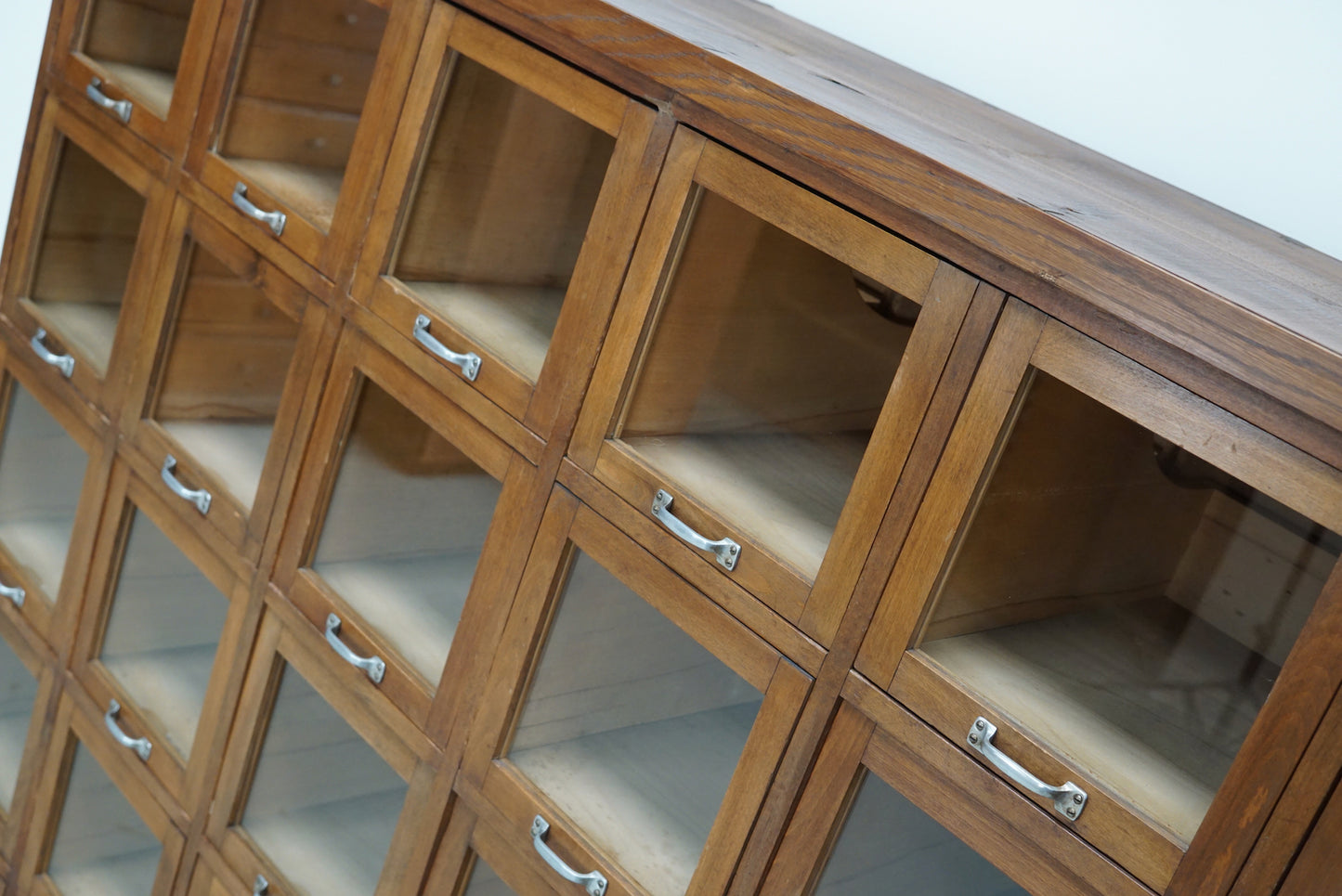 Vintage Large German Beech Haberdashery Shop Cabinet / Vitrine, 1950s