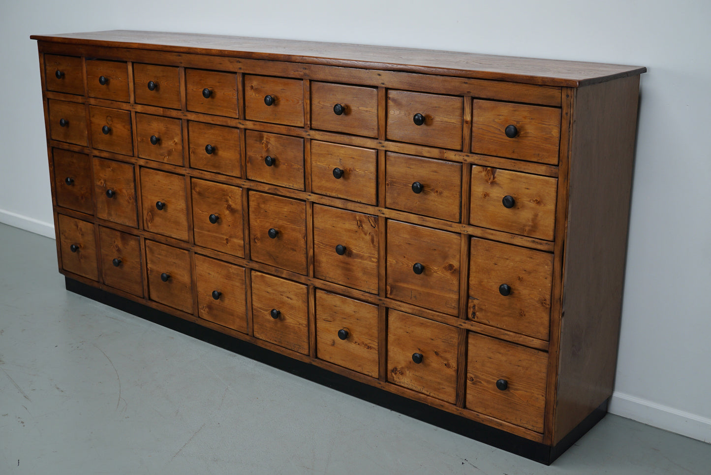 Large German Pine Industrial Apothecary / Shop Cabinet, 1950s