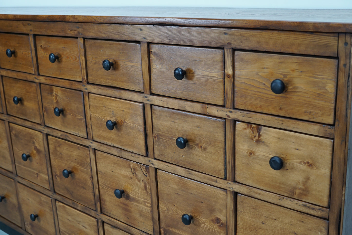 Large German Pine Industrial Apothecary / Shop Cabinet, 1950s